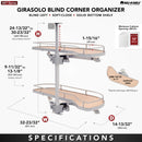 REV A SHELF : Two-Tier Maple Solid Bottom Girasolo for Right Opening/Blind Left Corner Cabinet - 12" Opening