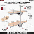 REV A SHELF : Two-Tier Maple Solid Bottom Girasolo for Left Opening/Blind Right Corner Cabinet - 15" Opening