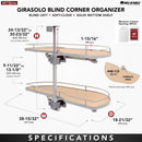 REV A SHELF : Two-Tier Maple Solid Bottom Girasolo for Right Opening/Blind Left Corner Cabinet - 18" Opening
