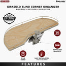 REV A SHELF : Single-Tier Maple Girasolo w/ Soft-Close and Chrome Accents for 12” Left Door/Blind Right Corner Cabinets