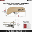 REV A SHELF : Single-Tier Maple Girasolo w/ Soft-Close and Chrome Accents for 12” Left Door/Blind Right Corner Cabinets