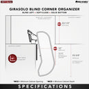 REV A SHELF : Single-Tier Maple Girasolo w/ Soft-Close and Chrome Accents for 12” Right Door/Blind Left Corner Cabinets