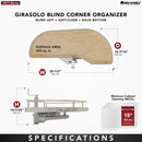 REV A SHELF : Single-Tier Maple Girasolo w/ Soft-Close and Chrome Accents for 15” Right Door/Blind Left Corner Cabinets