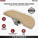 REV A SHELF : Single-Tier Maple Girasolo w/ Soft-Close and Chrome Accents for 18” Right Door/Blind Left Corner Cabinets