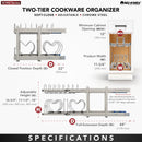 REV A SHELF : Two-Tier Steel Wire Pullout Cookware Cabinet Organizer w/ Soft-Close