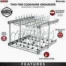 REV A SHELF : Two-Tier Steel Wire Pullout Cookware Cabinet Organizer