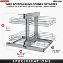 REV A SHELF : Steel Two-Tier Pullout Organizer for Blind Corner Cabinets w/ Soft-Close