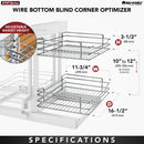 REV A SHELF : Steel Two-Tier Pullout Organizer for Blind Corner Cabinets w/ Soft-Close