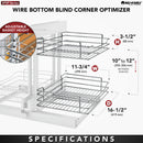 REV A SHELF : Steel Two-Tier Pullout Organizer for Blind Corner Cabinets w/ Soft-Close