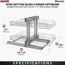 REV A SHELF : Steel Two-Tier Pullout Organizer for Blind Corner Cabinets w/ Soft-Close
