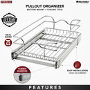 REV A SHELF : Single-Tier Bottom Mount Pullout Steel Wire Organizer