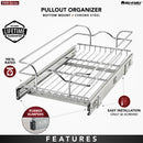 REV A SHELF : Single-Tier Bottom Mount Pullout Steel Wire Organizer