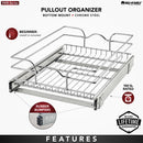 REV A SHELF : Single-Tier Bottom Mount Pullout Steel Wire Organizer
