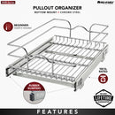 REV A SHELF : Single-Tier Bottom Mount Pullout Steel Wire Organizer