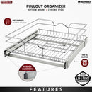 REV A SHELF : Single-Tier Bottom Mount Pullout Steel Wire Organizer