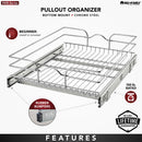 REV A SHELF : Single-Tier Bottom Mount Pullout Steel Wire Organizer