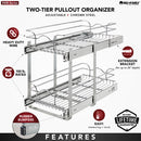REV A SHELF : Two-Tier Bottom Mount Pullout Steel Wire Organizer