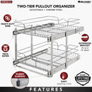REV A SHELF : Two-Tier Bottom Mount Pullout Steel Wire Organizer