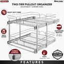 REV A SHELF : Two-Tier Bottom Mount Pullout Steel Wire Organizer