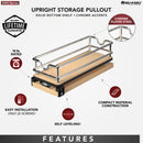 REV A SHELF : 5" Single-Tier Wide Wire Wall Upright Pullout