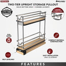 REV A SHELF : 3" Two-Tier Narrow Wire Wall Upright Pullout