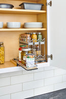 REV A SHELF : 9" Two-Tier Triple Narrow Wire Wall Upright Pullout