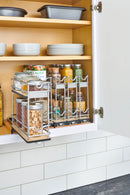 REV A SHELF : 9" Two-Tier Triple Narrow Wire Wall Upright Pullout