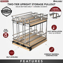 REV A SHELF : 9" Two-Tier Triple Narrow Wire Wall Upright Pullout