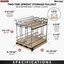 REV A SHELF : 9" Two-Tier Triple Narrow Wire Wall Upright Pullout