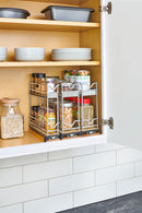 REV A SHELF : 9” Two-Tier Double Wide Wire Wall Upright Pullout