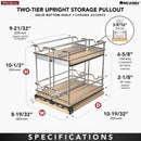 REV A SHELF : 9” Two-Tier Double Wide Wire Wall Upright Pullout