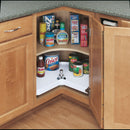 REV A SHELF : Polymer Kidney-Shaped-Shaped 1-Shelf Lazy Susan w/Bottom Mount Rotating Post for Corner Base Cabinets