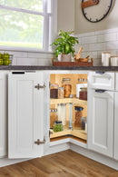 REV A SHELF : Polymer Kidney-Shaped 1-Shelf Lazy Susan Shelf for Corner Base Cabinets (No Post Included)