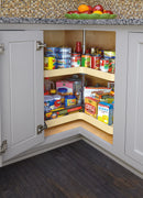 REV A SHELF : Polymer Kidney-Shaped 2-Shelf Lazy Susans for Corner Base Cabinets