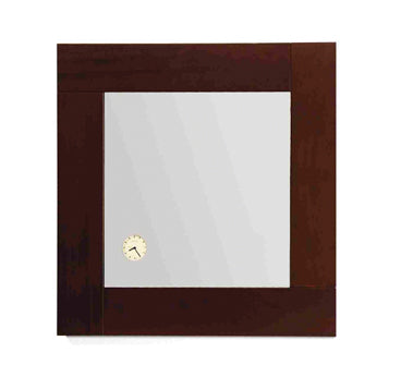 Whitehaus Antonio Miro Square Mirror with Iroko Wood Frame and Built-in Clock