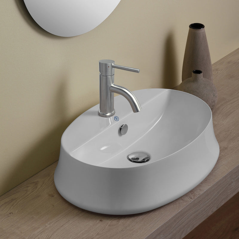 Whitehaus Britannia Oval Above Mount Basin with Single Faucet Hole Drill