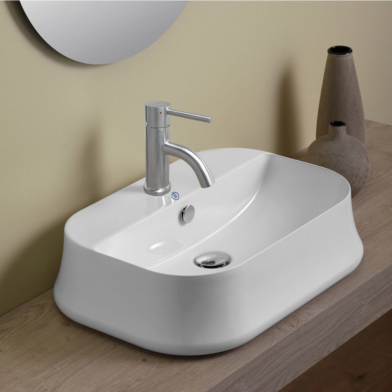 Whitehaus Britannia Rectangular Above Mount Basin with Single Faucet Hole Drill