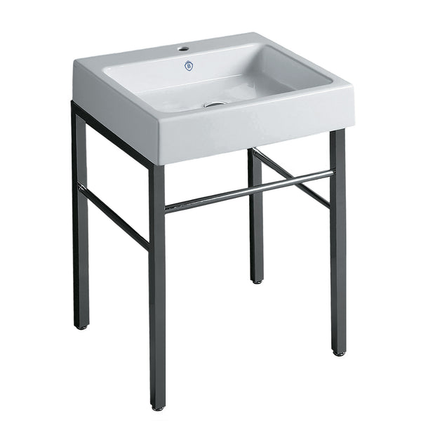 Whitehaus Britannia Rectangular Sink Console with Front Towel Bar and Single Faucet Hole Drill