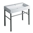 Whitehaus Britannia Large Rectangular Sink Console with Front Towel Bar and Single Faucet Hole Drill