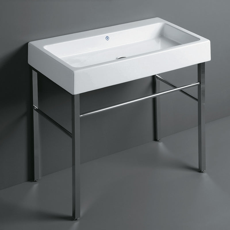 Whitehaus Britannia Large Rectangular Sink Console with Front towel Bar and No Hole Drill