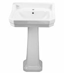 Whitehaus Isabella Collection Traditional Pedestal with Integrated Rectangular Bowl, Backsplash, Dual Soap Ledges, Decorative Trim and Overflow