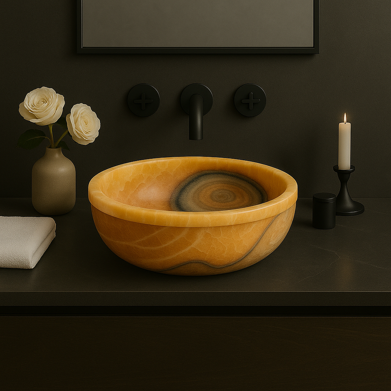 Honey Onyx Marble Sink