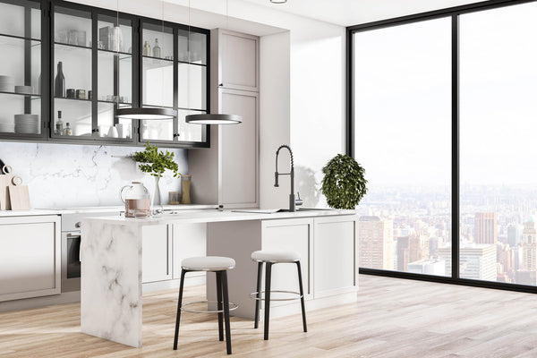 Metal with Glass Cabinet - Matte Black (15" - 30"W and 30" - 84"H), 15"D