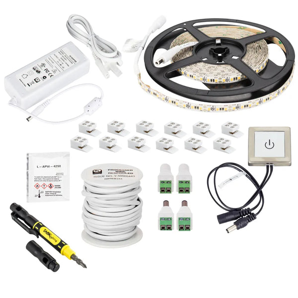 Hardware Resources 16 Ft. 225 Lumens/Ft.. 12-volt Standard Output Touch Dimmer Switch Tape Light Kit