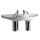 Whitehaus Isabella Collection Large U-Shaped Wall Mount Double Basin with Chrome Overflows