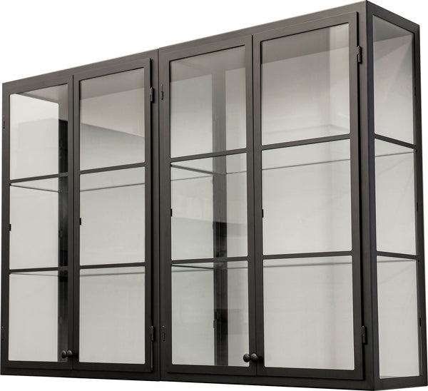 Metal with Glass Cabinet - Matte Black