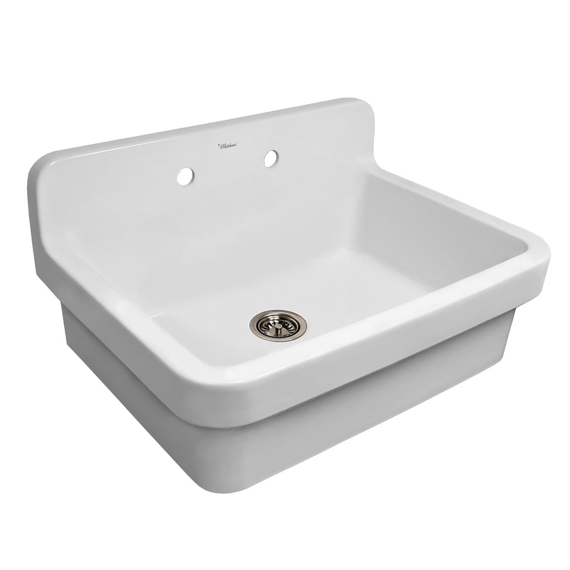 Whitehaus Old Fashioned Country Fireclay Utility Sink with High Backsplash