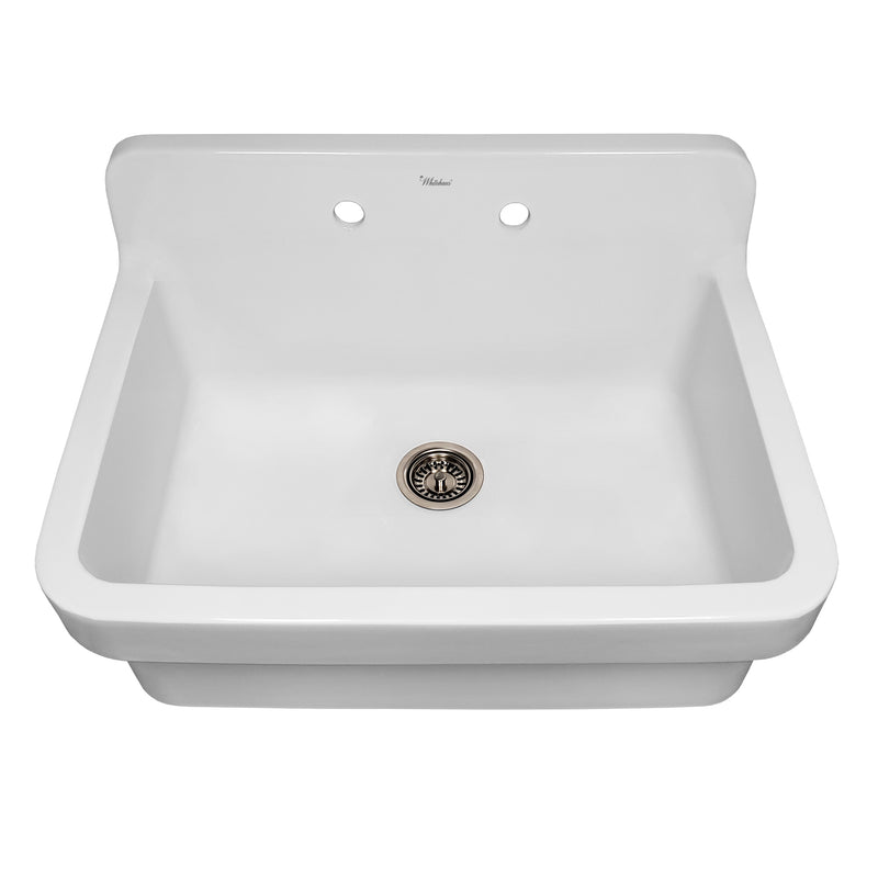 Whitehaus Old Fashioned Country Fireclay Utility Sink with High Backsplash