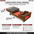 REV A SHELF  Wood Base Cabinet Paper Towel Tiered Drawer System w/ Foil Cutters and BLUM Soft-Close