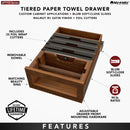 REV A SHELF  Wood Base Cabinet Paper Towel Tiered Drawer System w/ Foil Cutters and BLUM Soft-Close
